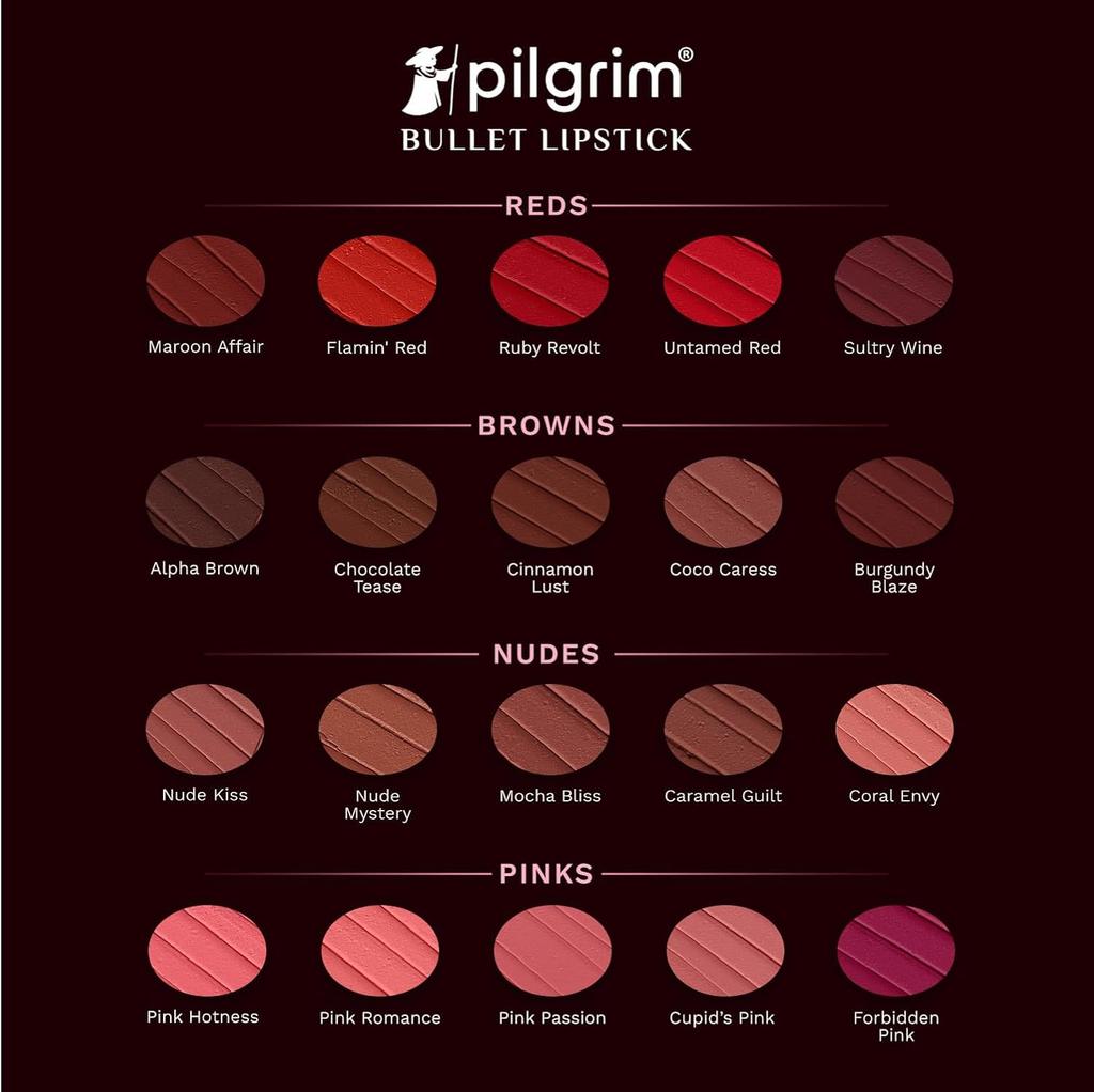Pilgrim Matte Bullet Lipstick Pack of 1 Intense Colour Transferproof Smudgeproof( Mocha Bliss-04 )