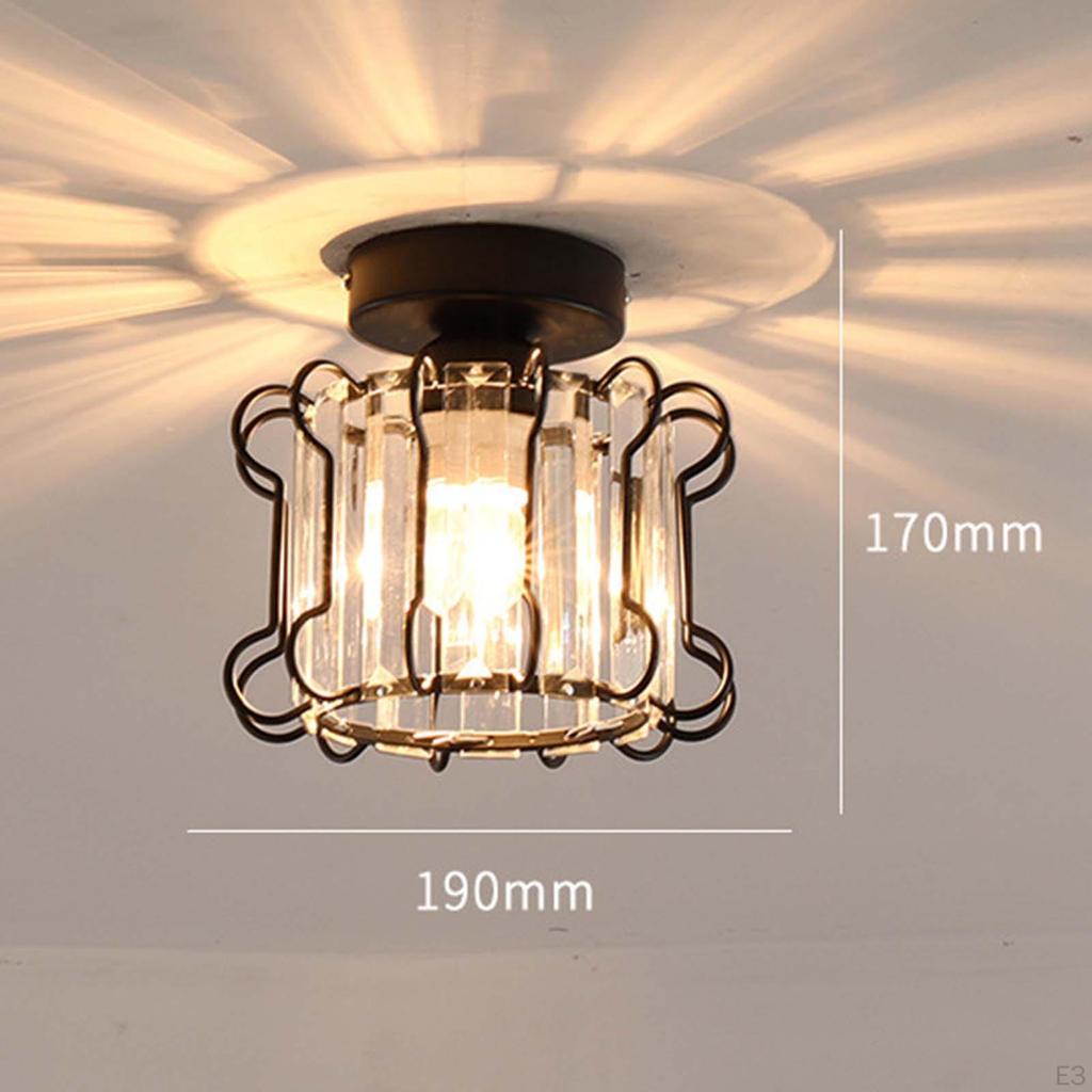 Crystal Ceiling Light Semi Indoor Lighting Metal 27 Base Decorative Lamp Mini Chandelier for