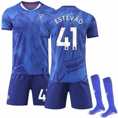 Gençler Çocuklar Yetişkinler Futbol Formaları Spor Antrenman Forma Seti Çoraplı 25/26 Chelsea İç Saha #41 Estêvão