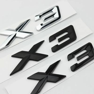 3D ABS Black Chrome Car Letters Rear Trunk Badge X3 Logo For BMW X3 F25 Sticker Emblem X3 E83 F25 G01 Lettering Accessories Af2