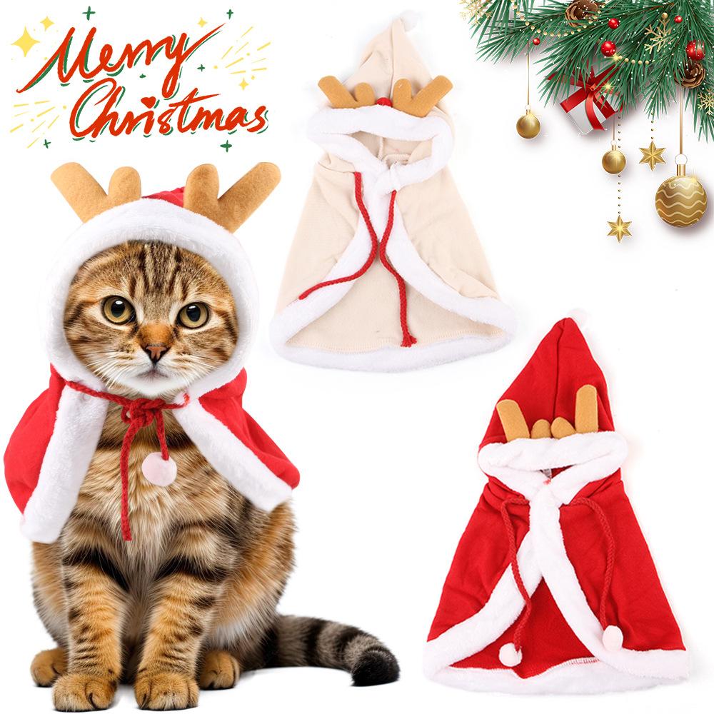 Creative Pet Christmas Transformation Cute Antlers Clothing Cat Cloak Clothing Christmas Deer Cloak