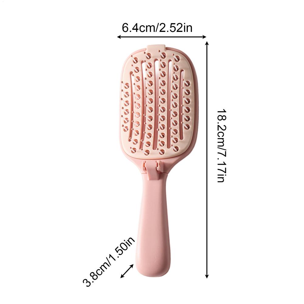 Fold Volumizing Hair Brush With Self Cleaning Styling Massage Acupoint Hair Spring Bone Air Cushion Comb For Beauty Health розовый