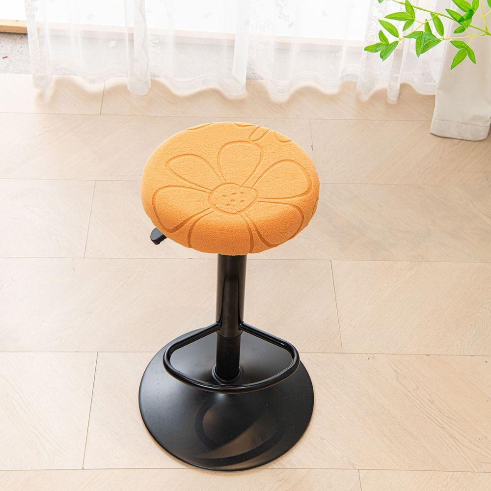 Jacquard Bar Round Stool Cover Thickened Elastic Seat Chair Slipcover Stretchable Washable Round Chair Cover for All Seasons