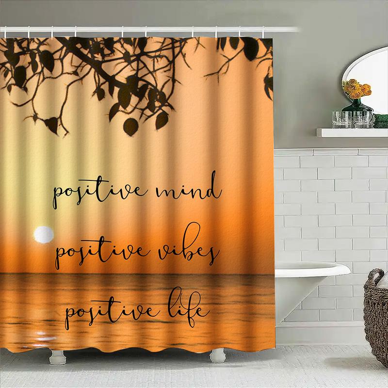 Forest Green Shower Curtain White Bath Rug Bathtub Liner with Rod Waterproof Fabric Decorative Shower Cover for Home Bathrooms