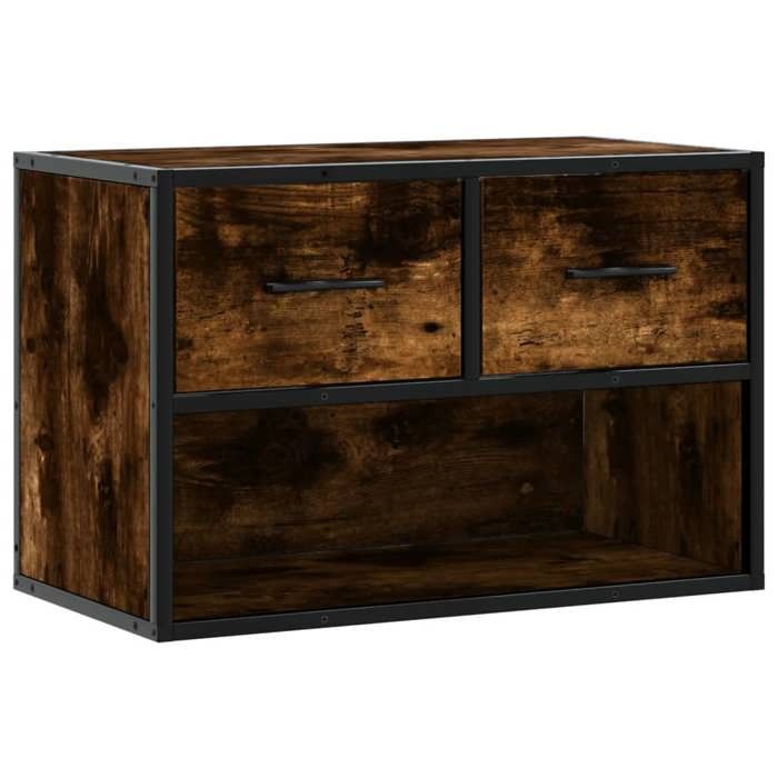 VidaXL Meuble TV chêne fumé 60x31x39,5 cm bois d'ingénierie et métal, support TV, armoire média, console TV, meuble HiFi, 848911