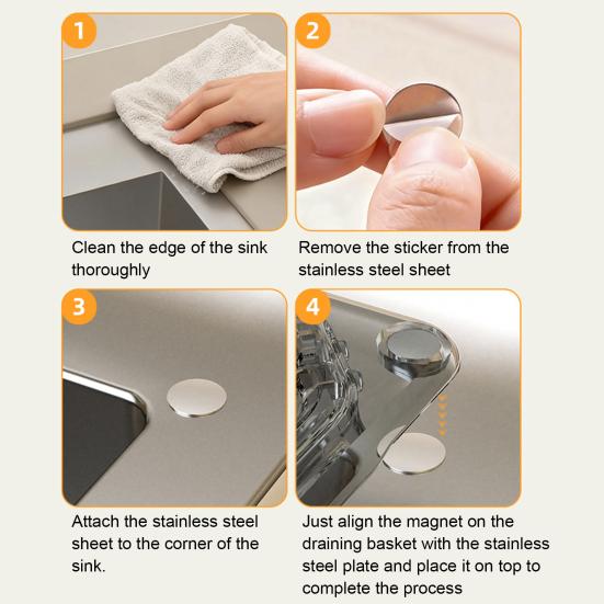 Magnetic Triangle Drain Basket Sink Corner Strainer Kitchen Sink Strainer Basket Waste Catcher for Food Scraps Fruits Vegetables