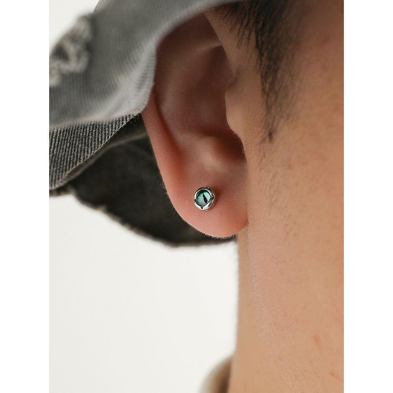 

Yijian S925 Sterling Silver Stud Earrings Boys Single Asymmetrical Design Student Earrings Female Easiest for Match Design Ins Single