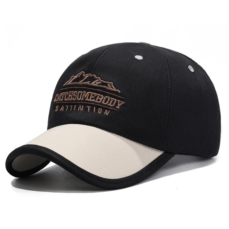 Baseballkappe mit kurzem Schirm, farblich passende Buchstaben, atmungsaktiv, weiches Oberteil, Unisex, Outdoor-Sonnenhut