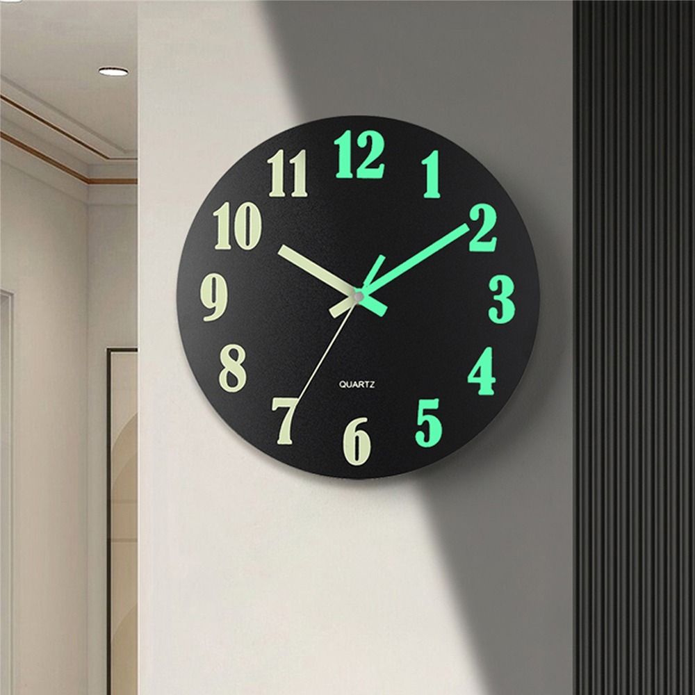 Holzmaserung Digitaluhr 12 Zoll Quarz Wanduhr Modernes Design Leuchtende Wanduhr Büro