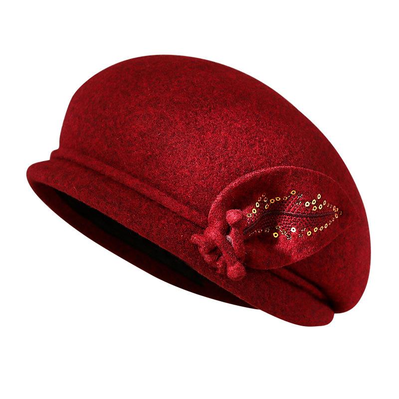 Hat lady autumn and winter wool beret temperament mother elegant fashion milliner retro versatile thermal hat