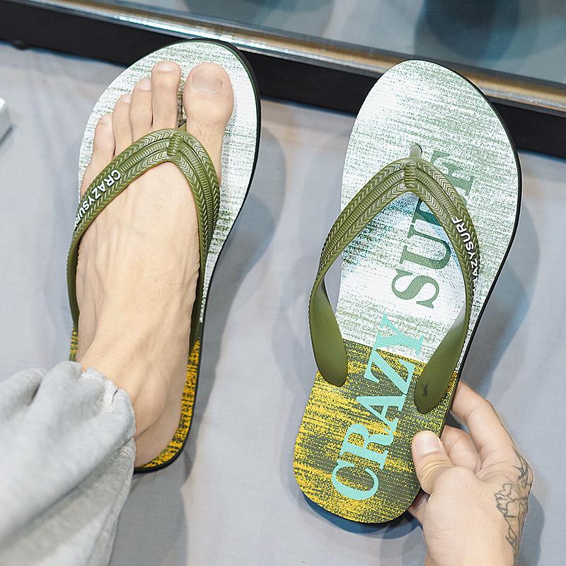 Stilvolle Grüne Flip-Flops Schuhe Herren Rutschfeste Strandhausschuhe für Herren Sommer Flache Hausschuhe Innen Außen Zuhause Flip-Flops Mann Slide