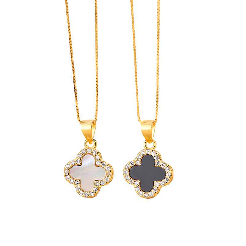 Agate Four-leaf Clover Pendant Necklace - Women's Luxury High-end Elegant Clavicle Chain Fashion Jewelry