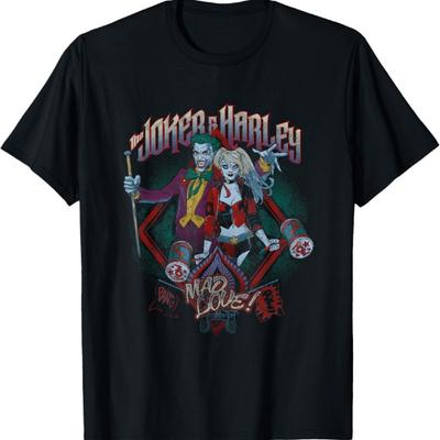 DC Comics Batman Joker & Harley Mad Love Vintage Złoczyńcy Koszulka (2)