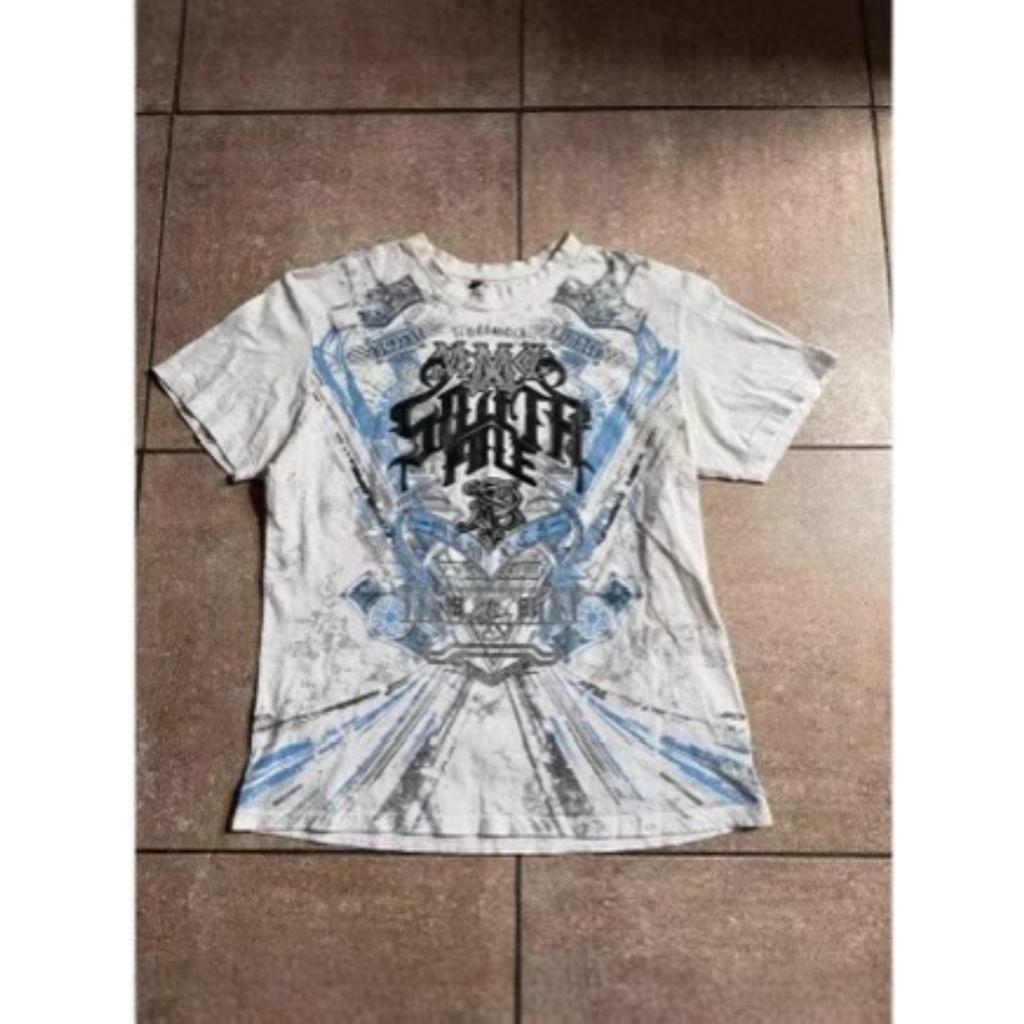 VibeStreet Classico Y2K Stile Gotico Stampa T-shirt Oversize Magliette High Street Collo Rotondo Gotico Top in Cotone Nuova T-shirt Uomo Donna