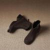 Krazing Pot Cow Suede Nubuck Winter Round Toe Modern Boots Med Heels Zipper Women Ankle Boots
