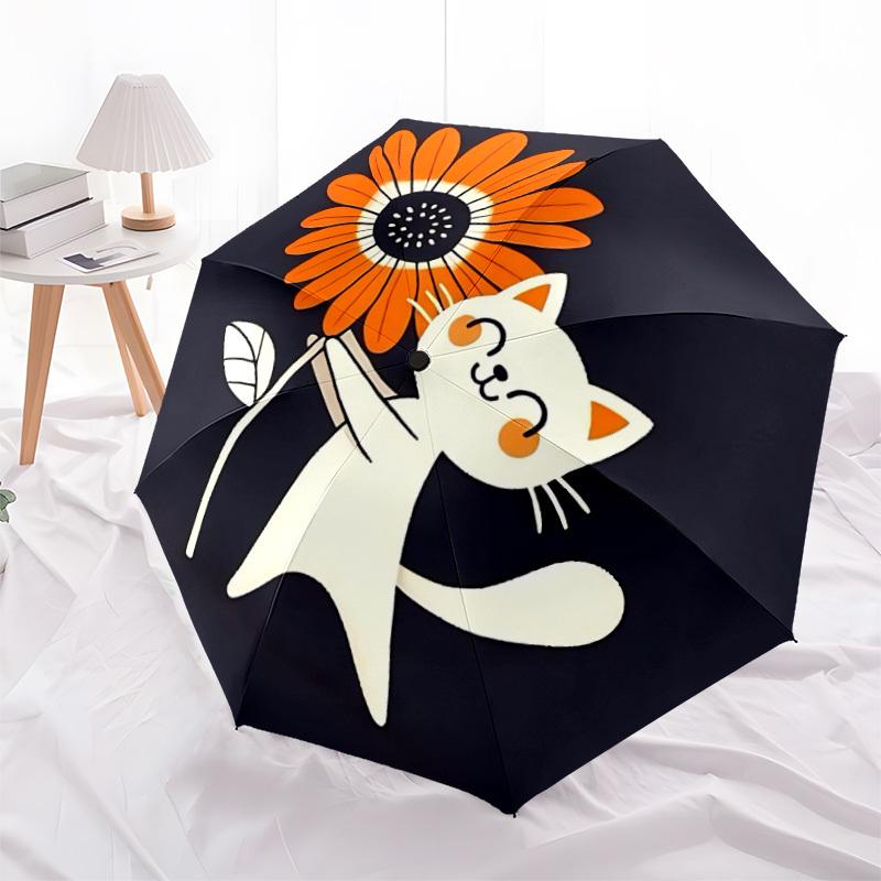 1PC Kitten "Flower" Automatic Folding Umbrella Automatic Open/Close, Automatic Folding, 8-Rib Durable Frame, Portable Travel Umbrella 733