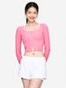 BARREL Women'S Nautical Ribbed Crop Zip-Up Rash Guard Rose Pink (B5Swwcz021Rpk)