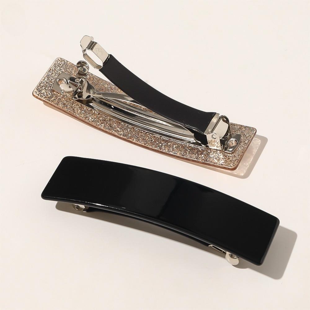 Automatic French Hair Barrettes Curved Rectangle Styling Resin Spring Hairpin
