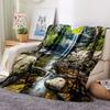 Forest Fog Blanket Plush Warm Soft Cozy Flannel Throw Blanket Forest Warm Light Vintage Plants Forest Stream for Bed Sofa Decor