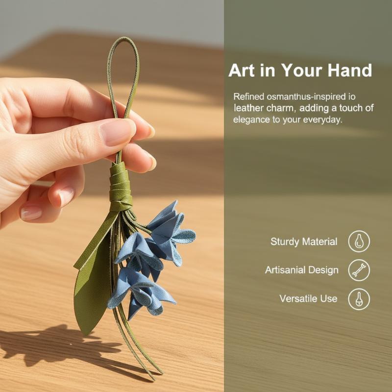 1Pcs Leather Keychain Multi-Color Hanger Flower Pu Leather Pendant Handmade Car Keyring Creative Cartoon Bag Ornament