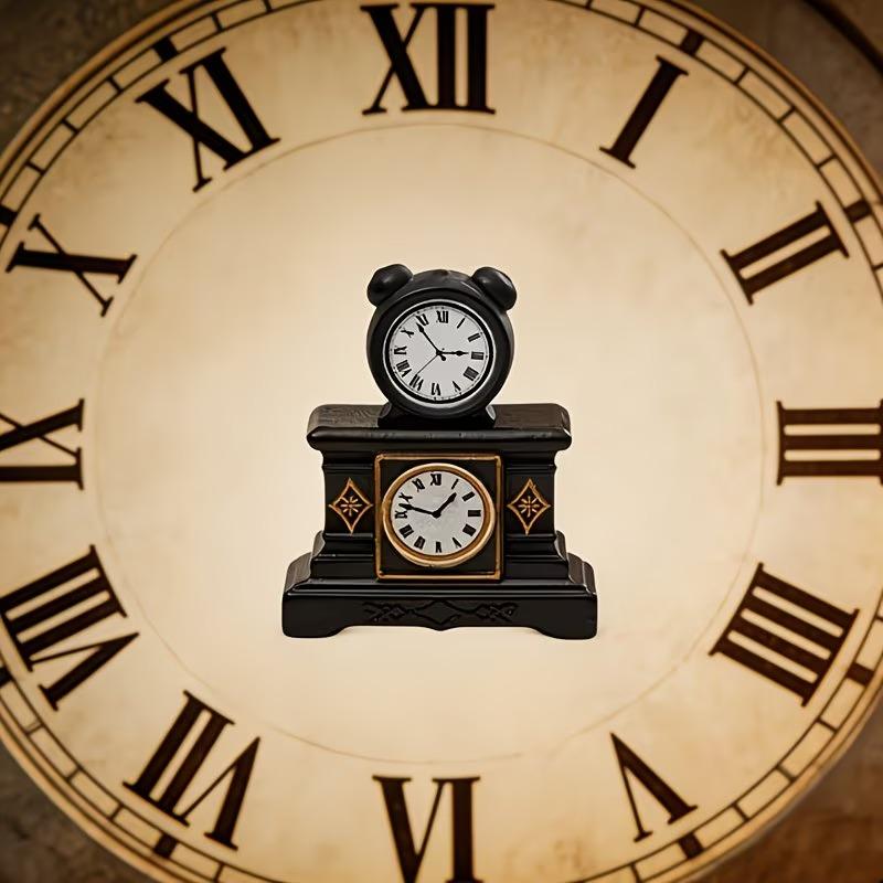 2Pcs Doll House Accessories Diy Dollhouse Miniature Wall Clock European Vintage Clock Furniture Model Decor Toy
