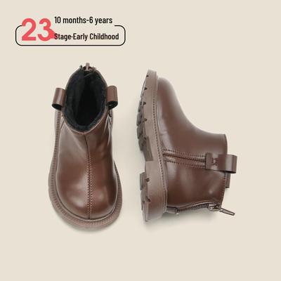 Kinder Winter Lederstiefel: Warme Baumwollschuhe, Koreanische Stil Martin Boots für Säuglinge und Kleinkinder