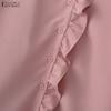 ZANZEA Women Casual Turn Down Collar Short Sleeve Loose Blouse