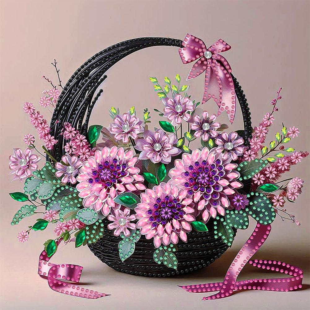 5D DIY Partial Special Shaped Drill Diamond Painting Flower Basket Decor 30x30cm