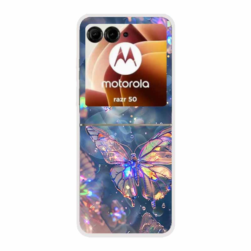 For Moto Razr 50 Case Clear Plastic Hard Painted Space Transparent Phone Covers for Motorola Razr 60 50 Coque Razr 2024 PC Cases