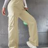 2024 Elastic Waist Women's Cargo Pants - Solid Color, Spring/Summer Fashion, Flap Pockets, In Stock