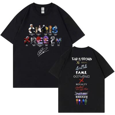 Artysta Hip Hopowy Album Nadruk Krótki Rękaw Retro Koszulka Moda Codzienny Luźny T-shirt Sportowy Trend Streetwear Dekolt Okrągły Top Unisex