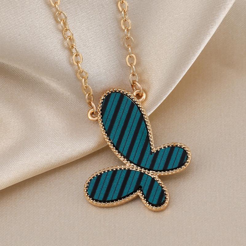 Stylish Titanium Steel Striped Butterfly Necklace For Women Perfect For Any Occasion