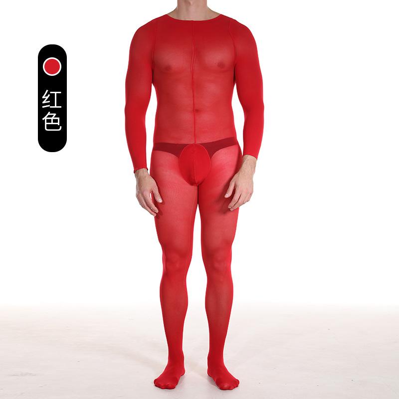 Qinghe Men's Stockings Onesie 10D Velvet Full Body Mask, Soft Texture, High Elasticity, Tight and Transparent