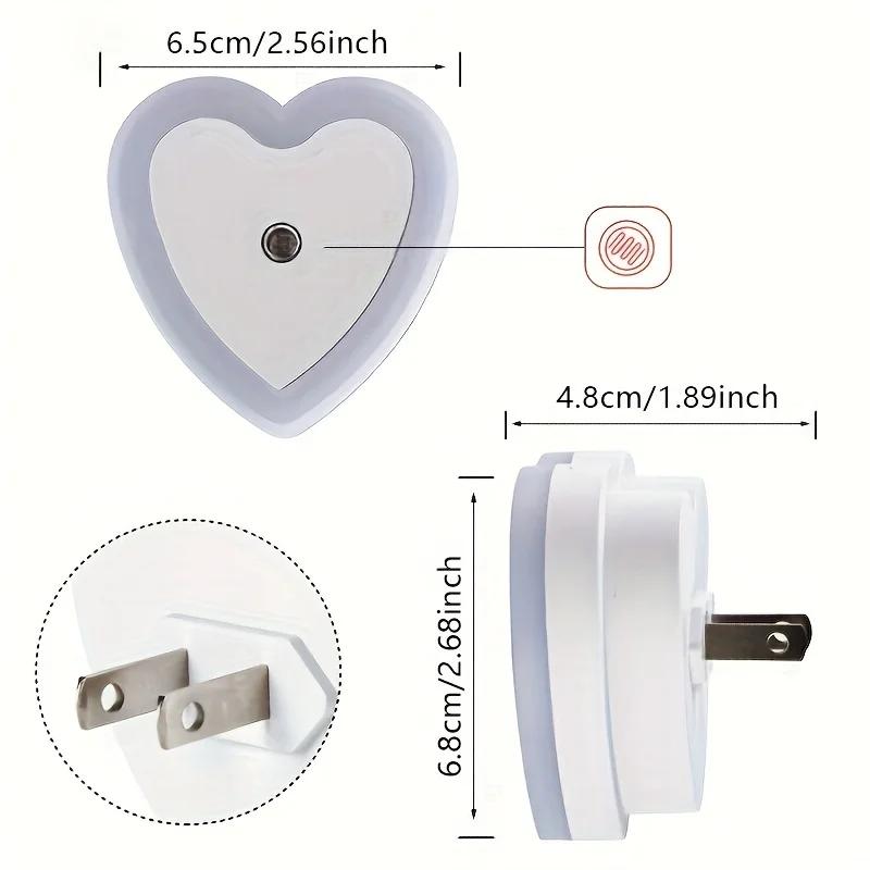 4pcs LED Night Lights Plug in Smart Cute Nightlight Heart Shaped for Bedroom, Bathroom, Kids Room, Nursery, Hallway
