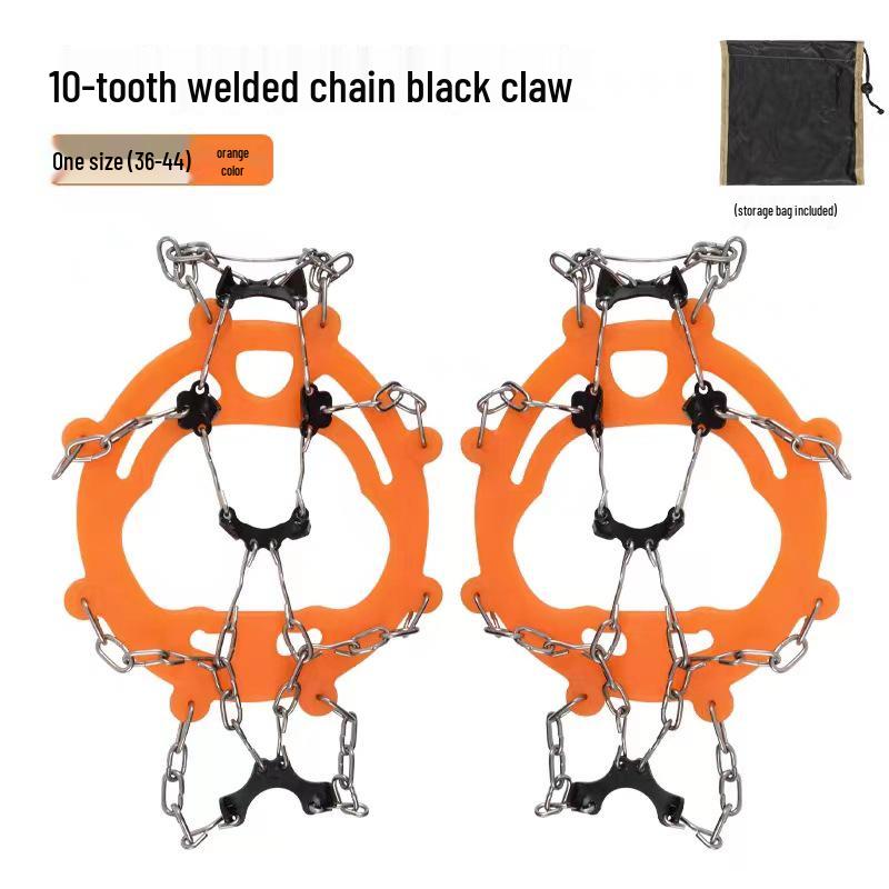 Crampones de Hielo de Acero Inoxidable de 8/10 Dientes para Exteriores: Cubiertas antideslizantes para raquetas de nieve para escalada y senderismo