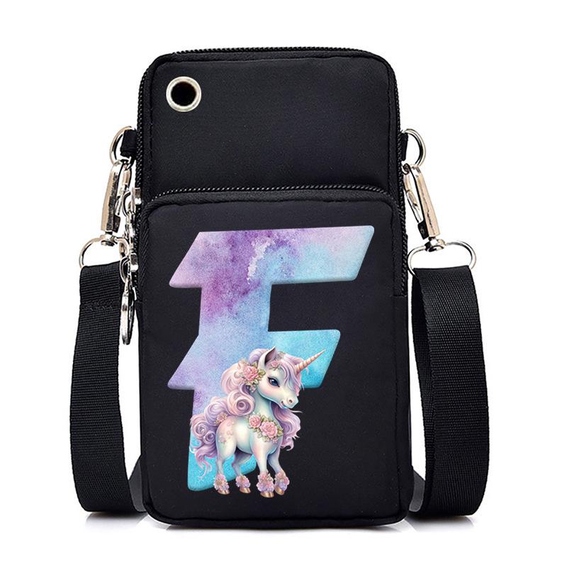 Sac de téléphone portable à imprimé lettre Licorne Léger à transporter Sac bandoulière multifonction