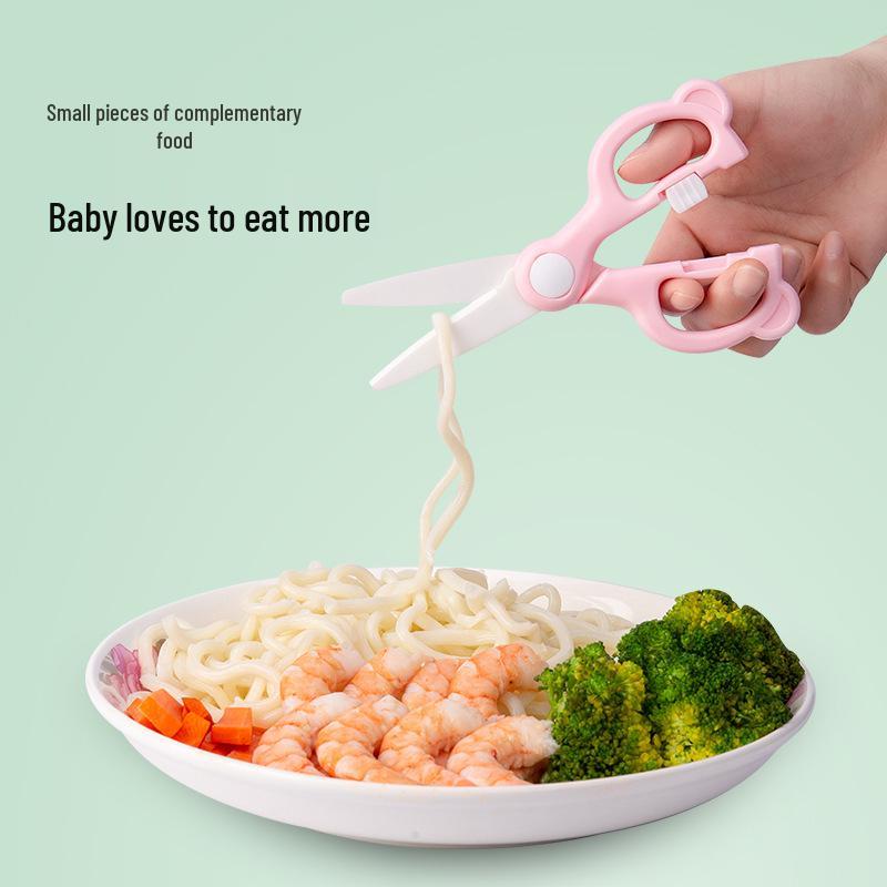 Baby Safety Ceramic Food Scissors with Lock Buckle for Household Kitchen Use