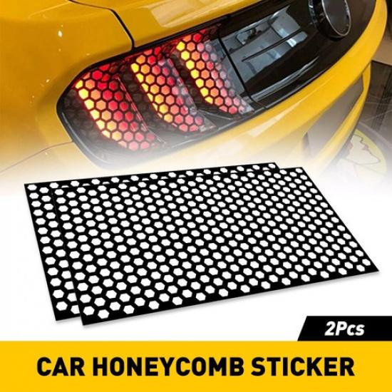 2pcs Car Rear Tail Light Cover BK Honeycomb Sticker Tail-lamp Decal Accessories