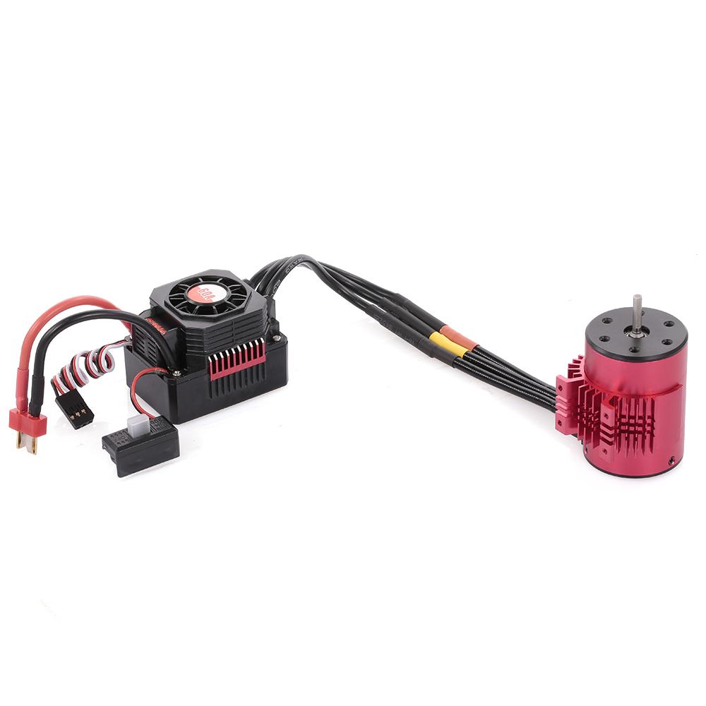 SURPASS HOBBY 3650 3900KV Brushless Motor with Heat Sink and 60A ESC with BEC Waterproof for 1/10