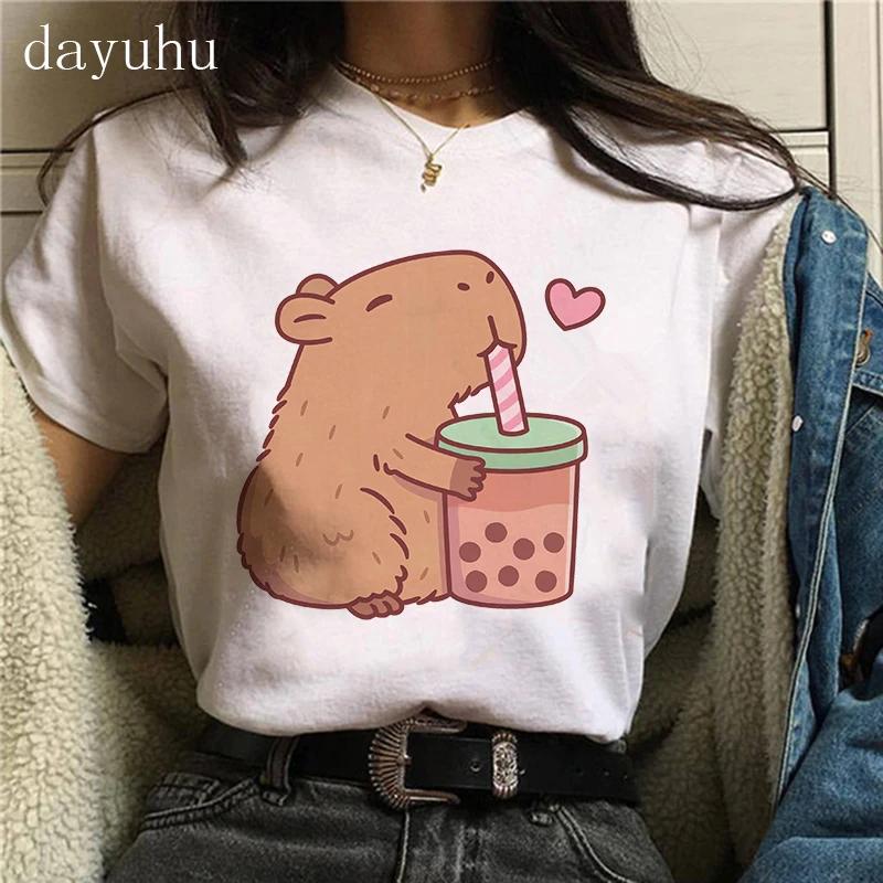 Clothes Girl Capybaras T Shirt Female Casual Top Clothes Funny Capybara Tshirt Women T-Shirt Capibara Cartoons
