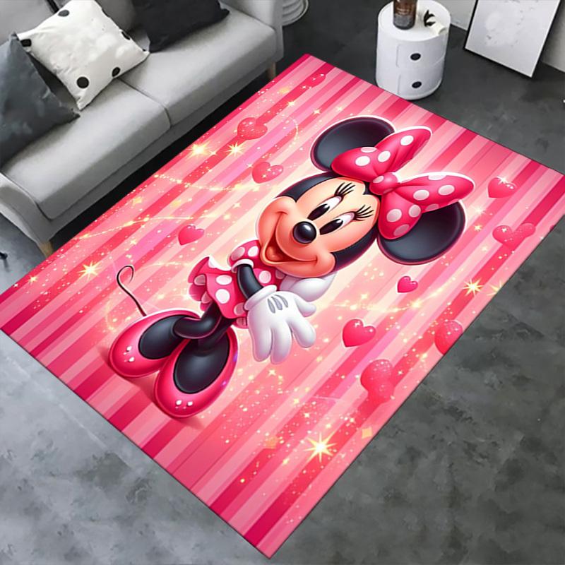 1pcOffice Carpet, Desk Mat, Gift for Home Decor, Minnie Mouse Theme Rug, Soft and Warm Floor Covering