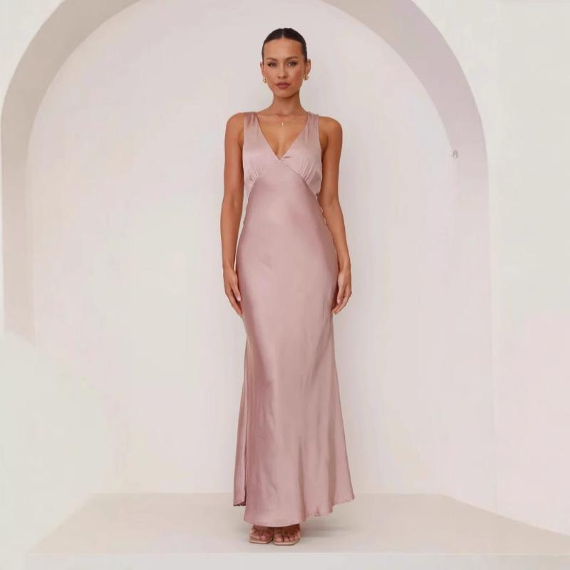 Damenkleid Einfarbig V-Ausschnitt Schlank Sexy Kleid