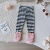 Baby Girls' Cartoon Sweatshirt & Striped Leggings Set - Autumn/Spring