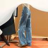 Comfortable Wide-leg Large Yards Hole Broken Jeans Women Autumn Pear Shaped Body Loose Skinny Straight Trousers Jeans for Women Long Denim Pants