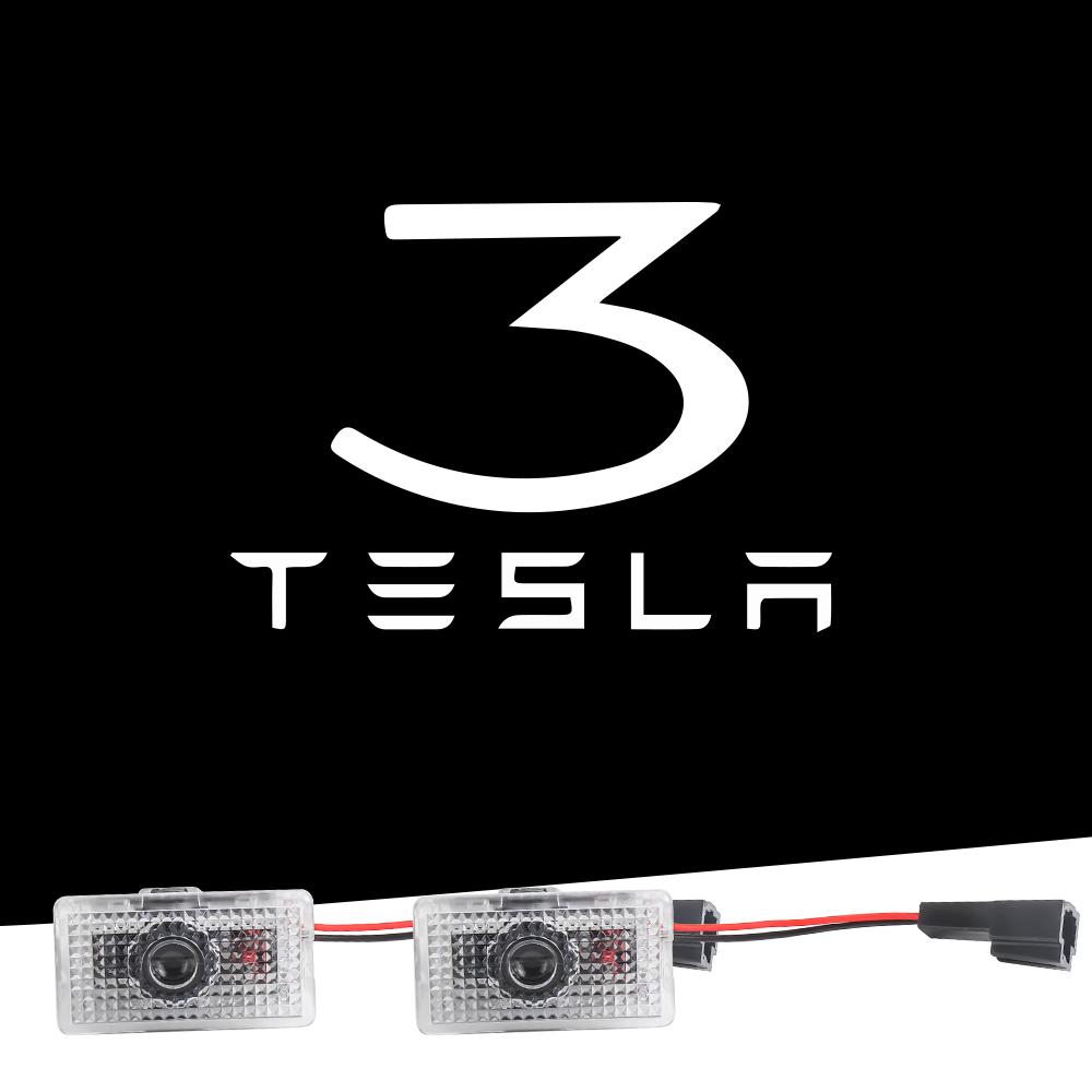 2pcs Car Led Courtesy Door Logo Projector Lamp For Tesla Model Y Model 3 Model S Model X