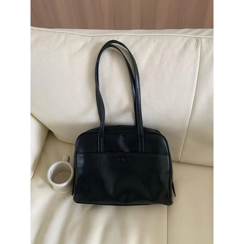 Retro Lässige Damen Schultertaschen Tragbare Pendler Damenbörse Handtaschen Große Kapazität Einfache Damen Buch-Tragetasche Unterarmtasche