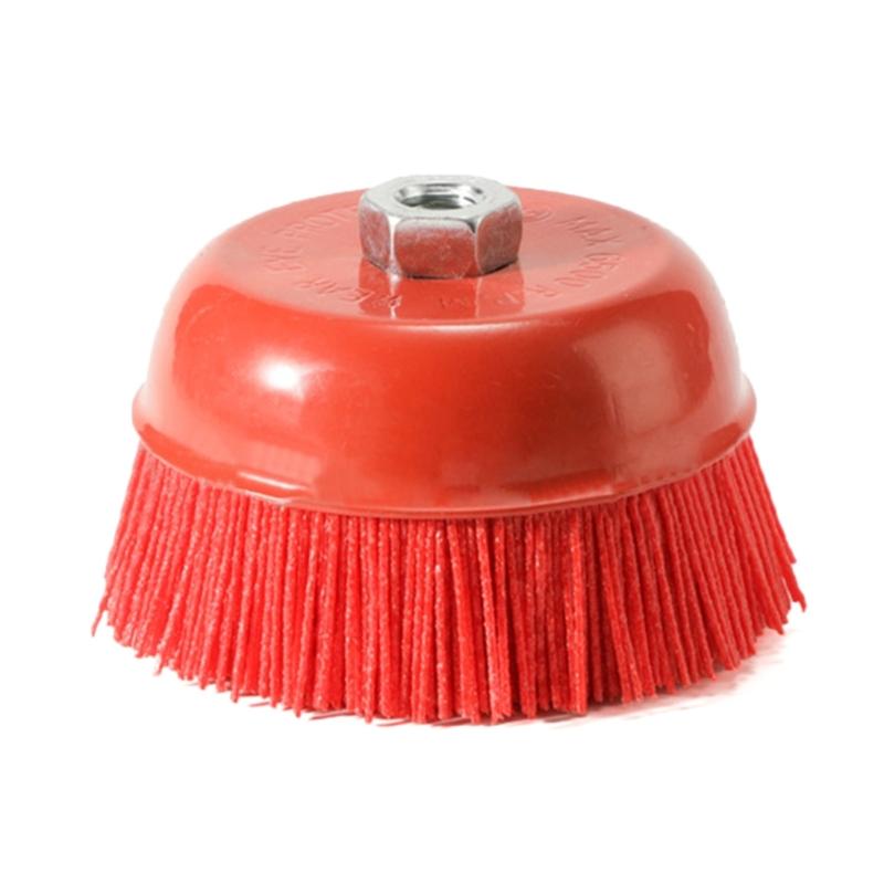 1PC 100mm M14 Cup Nylon Abrasive Brush Wheel P80 Pile Polymer Abrasive Grinder Tool 3" 4" 5"