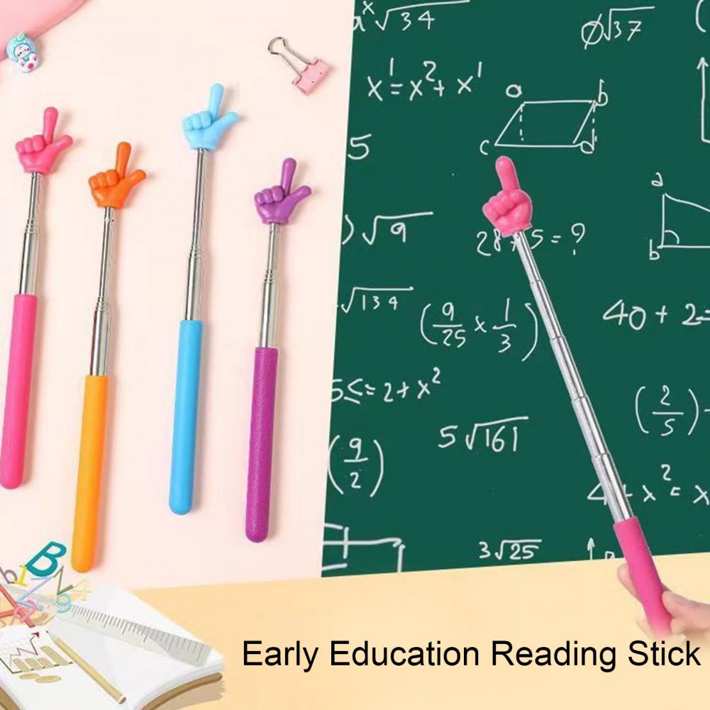 20 To 68cm Stainless Steel Finger Reading Stick Retractable Teaching Stick Whiteboard Pointer Handheld Presenter Telescopic Rod