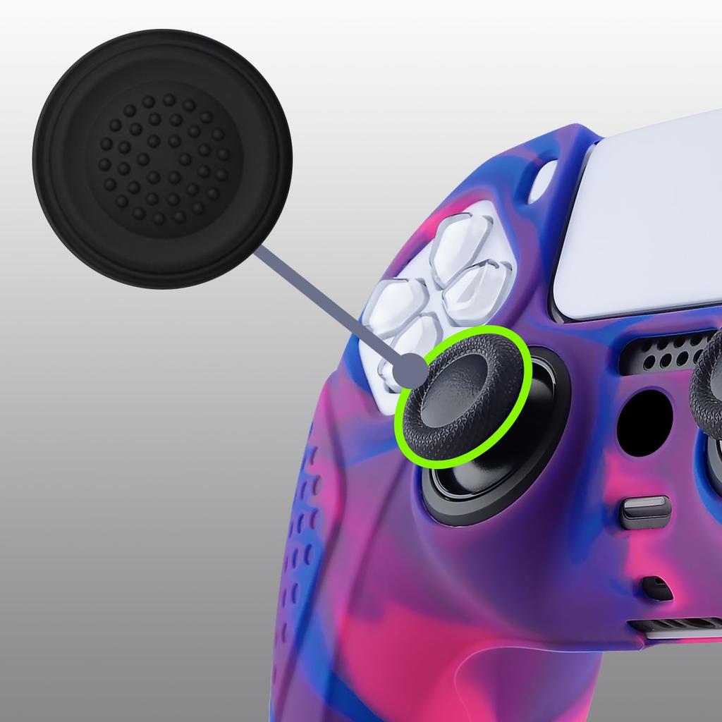 eXtremeRate PlayVital Protective Cover for Cover for Ps5 with Stick Cap Purple Ps5, Controller, [pink & & Blue]