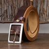 Belt Men's Stainless Steel Buckle Tea Core Leather Thickened First Layer Leather Simple All-Match Casual Jeans Belt Men's